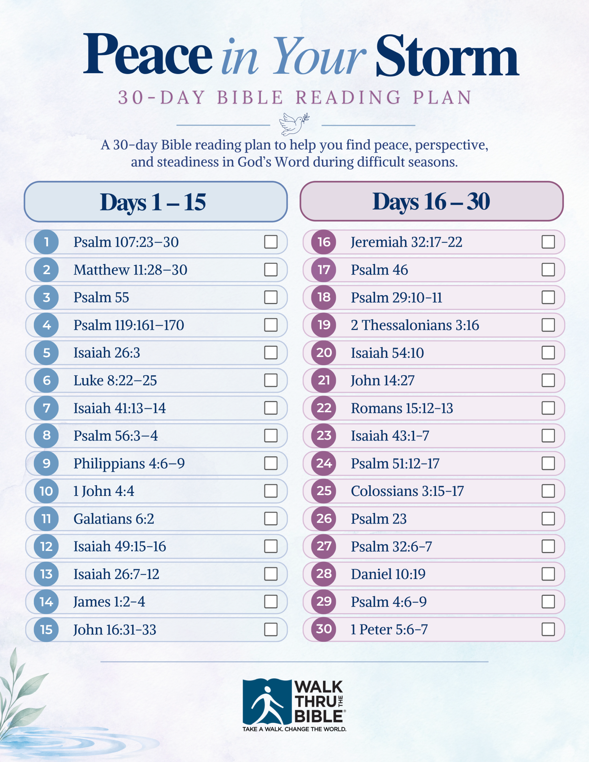 Peace in Your Storm Bible reading plan from Walk Thru the Bible